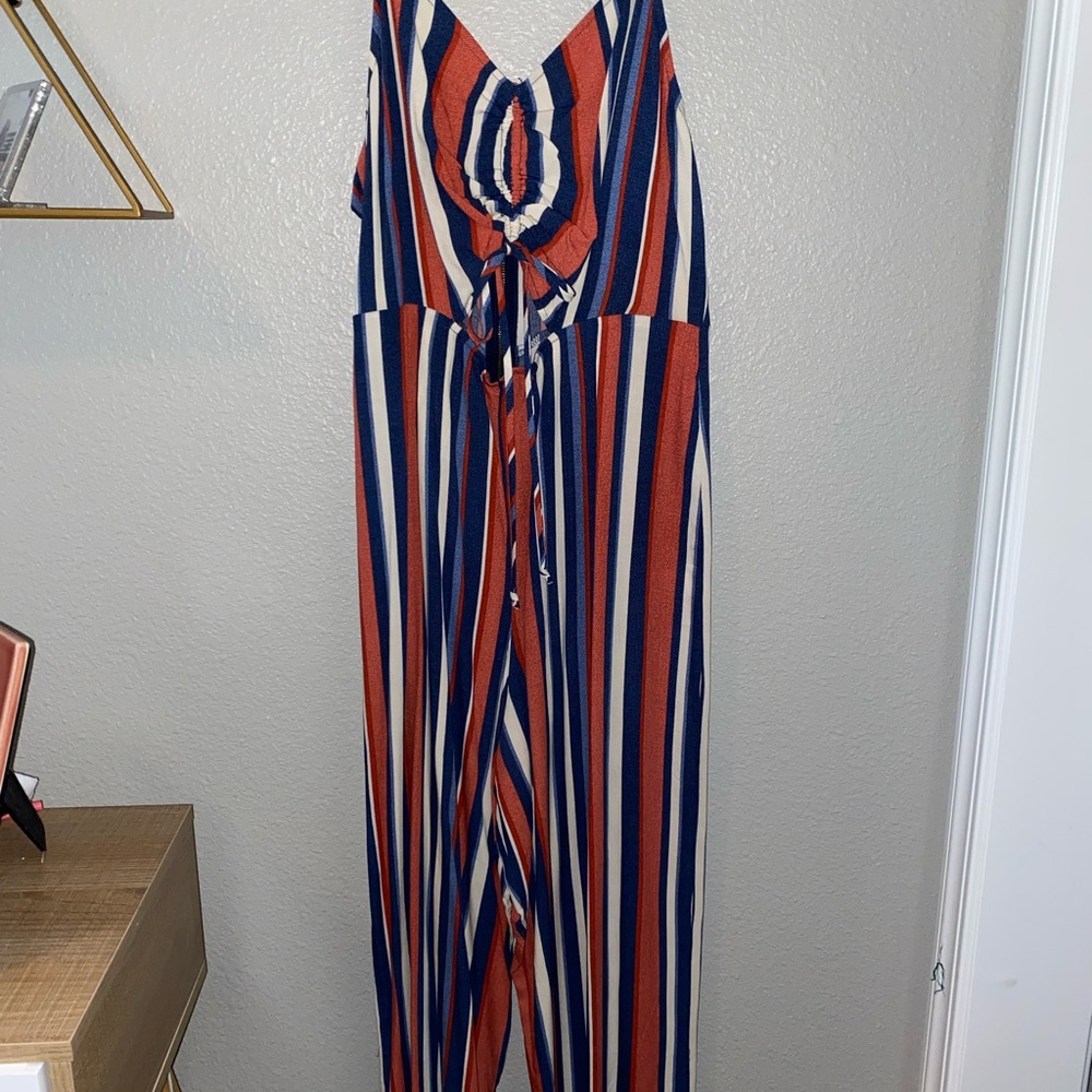 Stripped Jumpsuit with Cut Out Detail